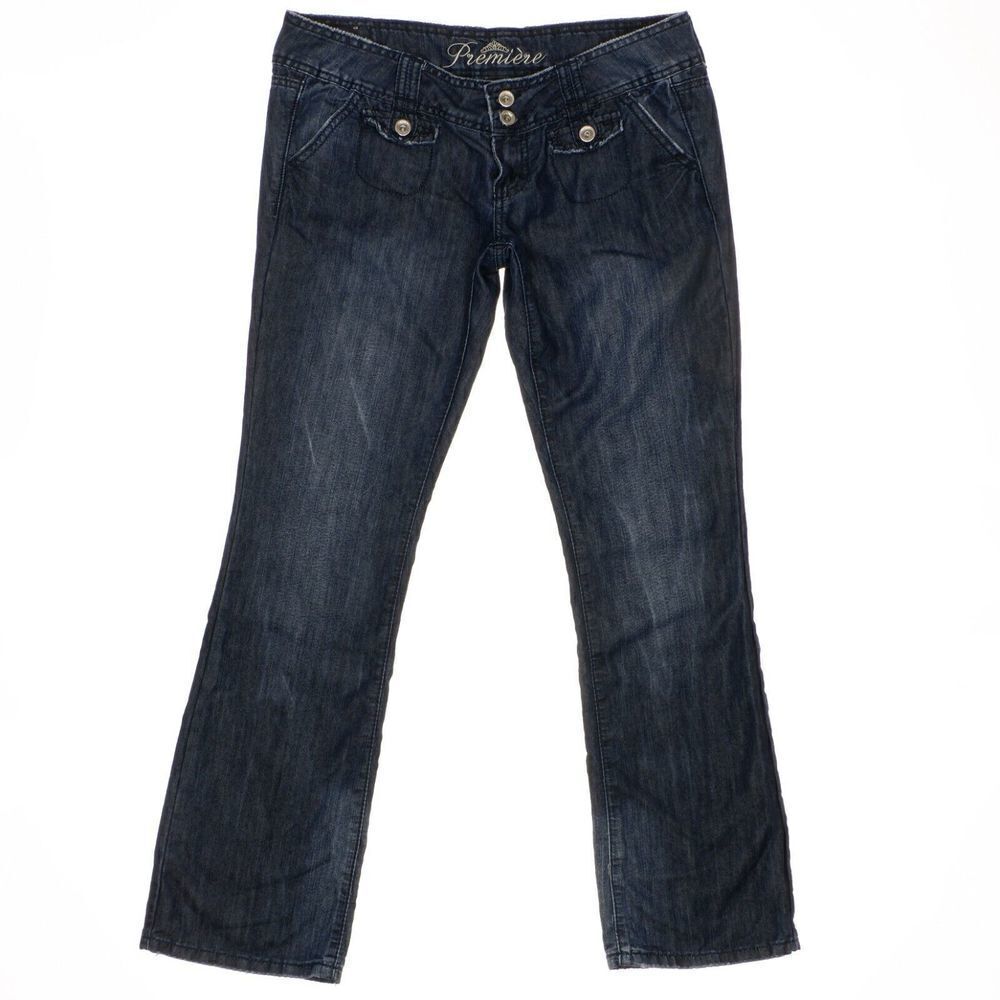 Premiere Bootcut Jeans Size 7/8 Junior Womens Lightweight Blue Measures 33 x 31